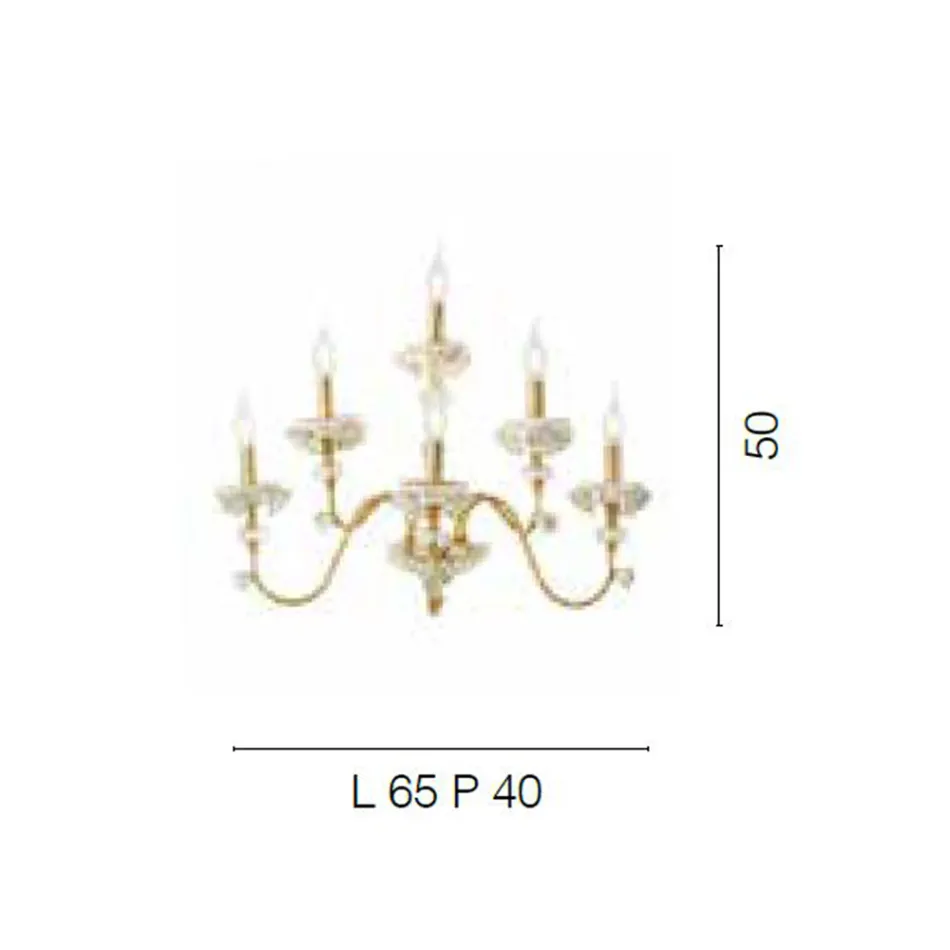 Klasická nástěnná lampa 6 světel z porcelánu a luxusního foukaného skla - Eteria Viadurini