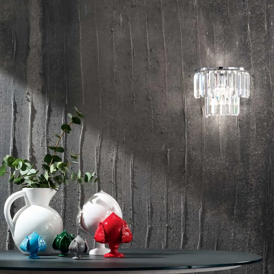 Klasická nášivka ve zlatém nebo stříbrném kovu a křišťálové přívěsky - Jerome Viadurini