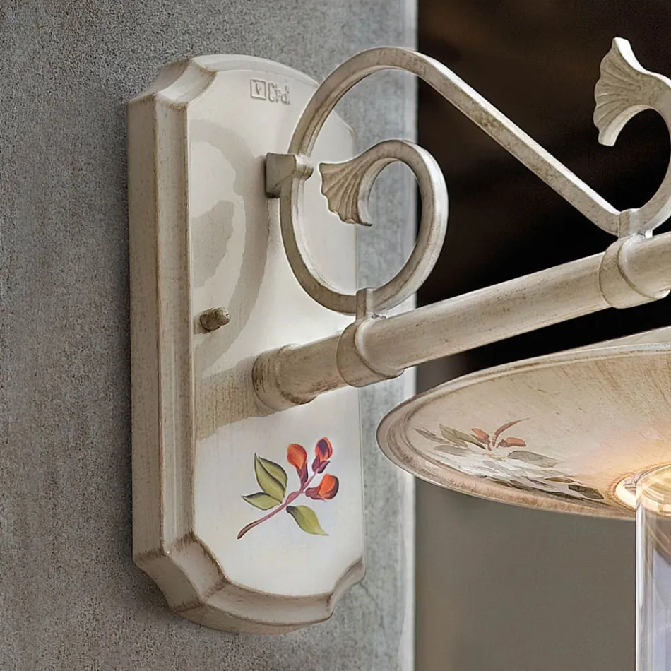 Klasická ručně malovaná hliníková venkovní nástěnná lampa - Janov Viadurini