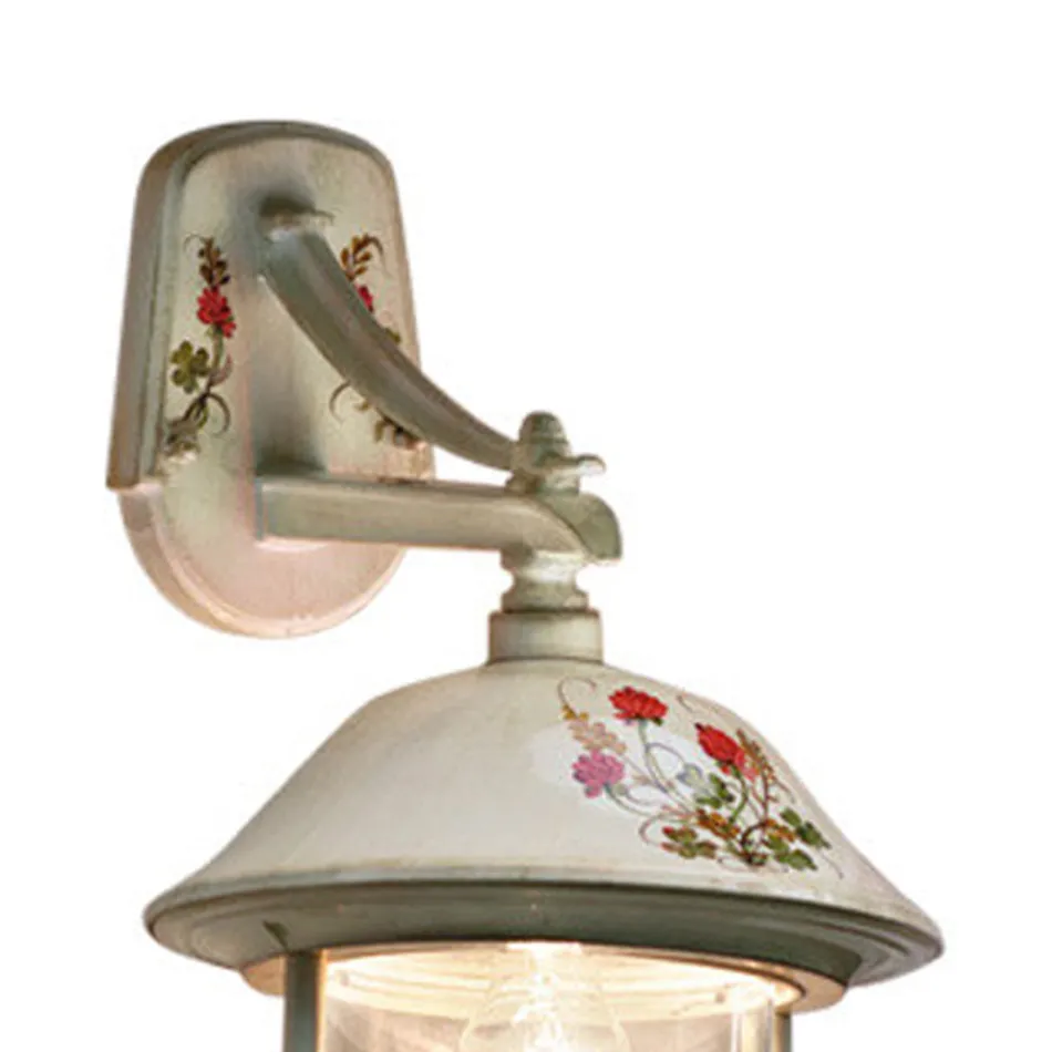 Venkovní nástěnná lampa v ručně malovaném hliníku a květinovém dekoru - Bari Viadurini