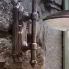 Venkovní nástěnná lampa v černém hliníku a ručně malované květiny - Latina Viadurini