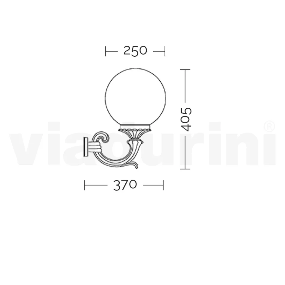Venkovní nástěnné svítidlo z tlakově litého hliníku a akrylové koule - Trovanero Viadurini