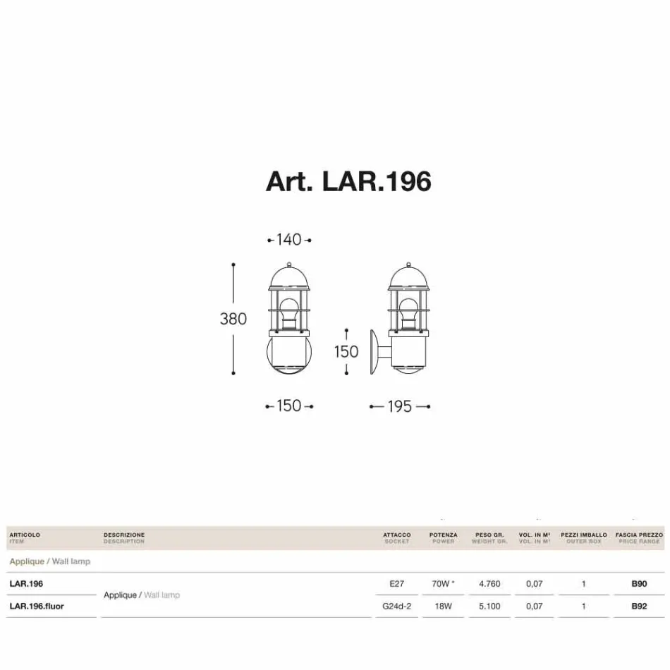 Wall Outdoor mosaz a měď Attila Viadurini