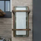 Mosazné venkovní nástěnné svítidlo, E27, geometrický styl, vyrobeno v Itálii - křišťál Viadurini