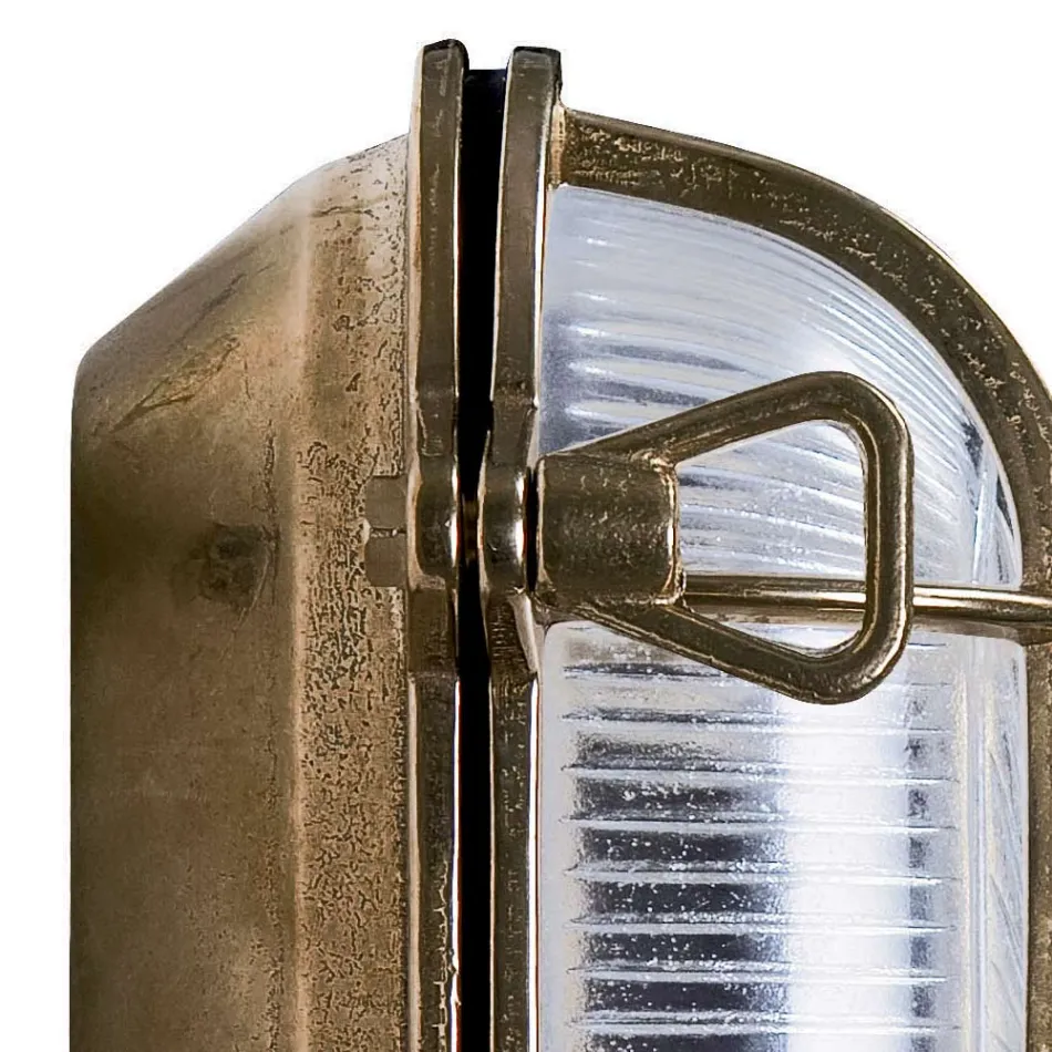 Venkovní nástěnné svítidlo z vintage mosazi s opálovým/čirým sklem - siréna Viadurini