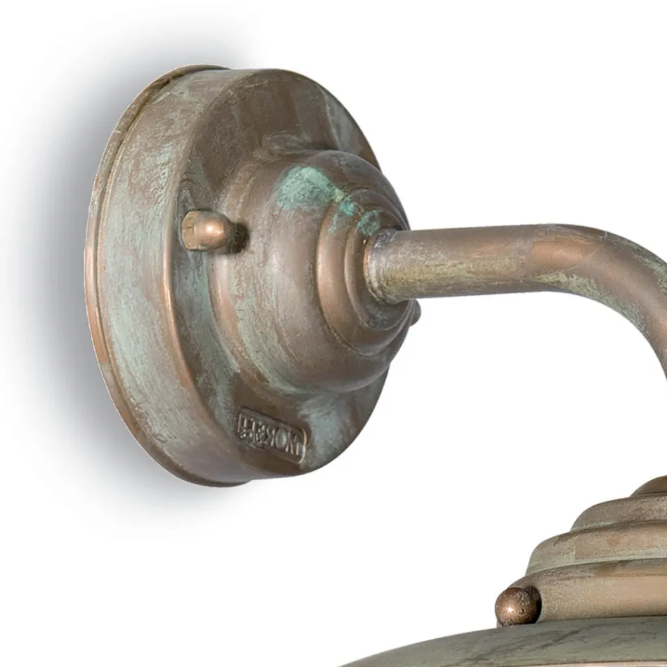 Venkovní nástěnné svítidlo z vintage mosazi, čiré sklo - Elfico Viadurini