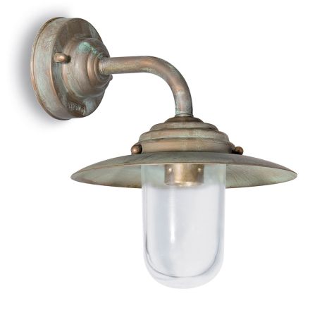 Venkovní nástěnné svítidlo z vintage mosazi, čiré sklo - Elfico Viadurini