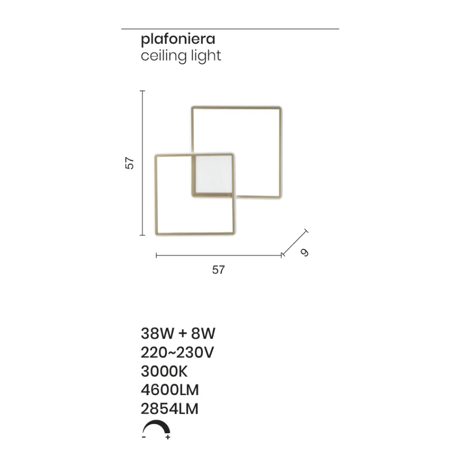 Moderní – formální zlatě lakované kovové nástěnné svítidlo s LED Viadurini