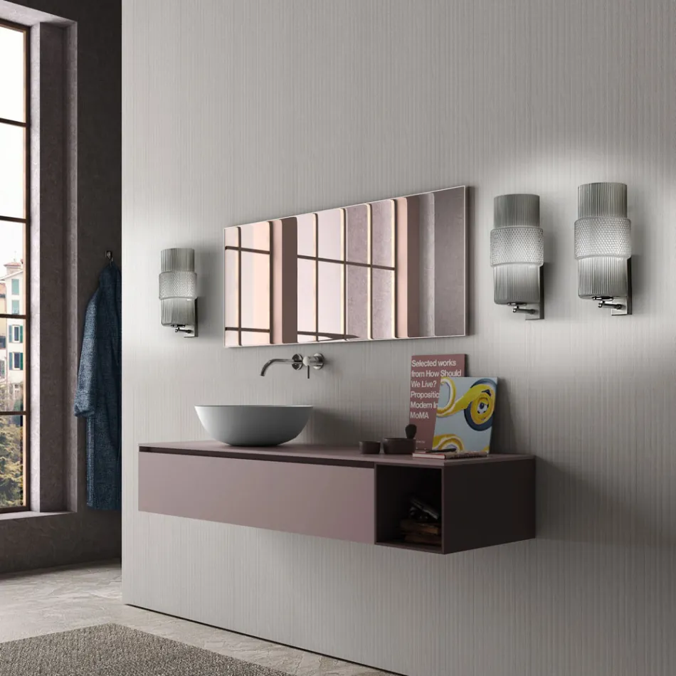 Nástěnné svítidlo z ručně foukaného skla v Benátkách a kovu - Satomi Viadurini