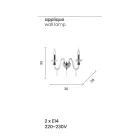Klasické designové nástěnné svítidlo se 2 světly z chromovaného ručně opracovaného skla - Similo Viadurini
