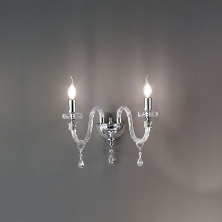 Klasické designové nástěnné svítidlo se 2 světly z chromovaného ručně opracovaného skla - Similo Viadurini