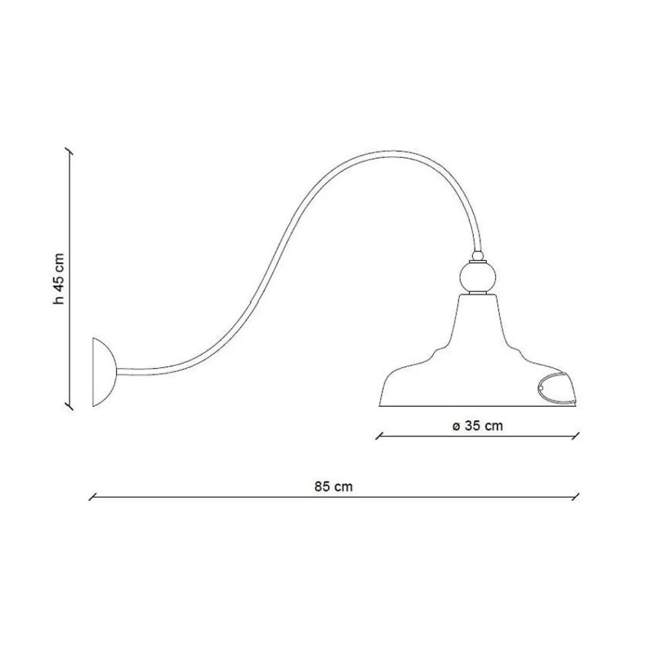 Průmyslová designová nástěnná lampa ze železa a keramiky ručně vyrobená - grunge Viadurini