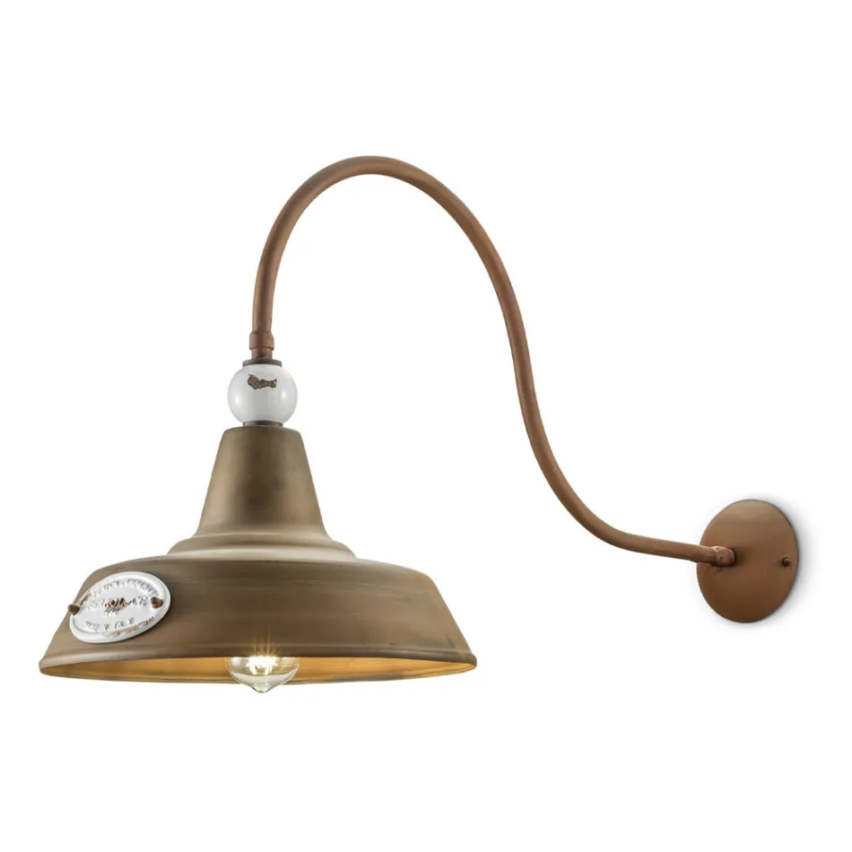 Průmyslová designová nástěnná lampa ze železa a keramiky ručně vyrobená - grunge Viadurini