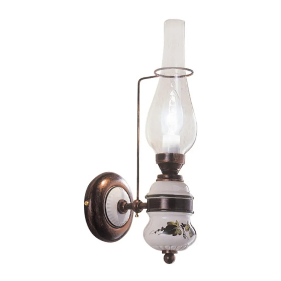 Vintage designová nástěnná lampa v železe a keramickém ručně malovaném dekoru - Pompeje Viadurini