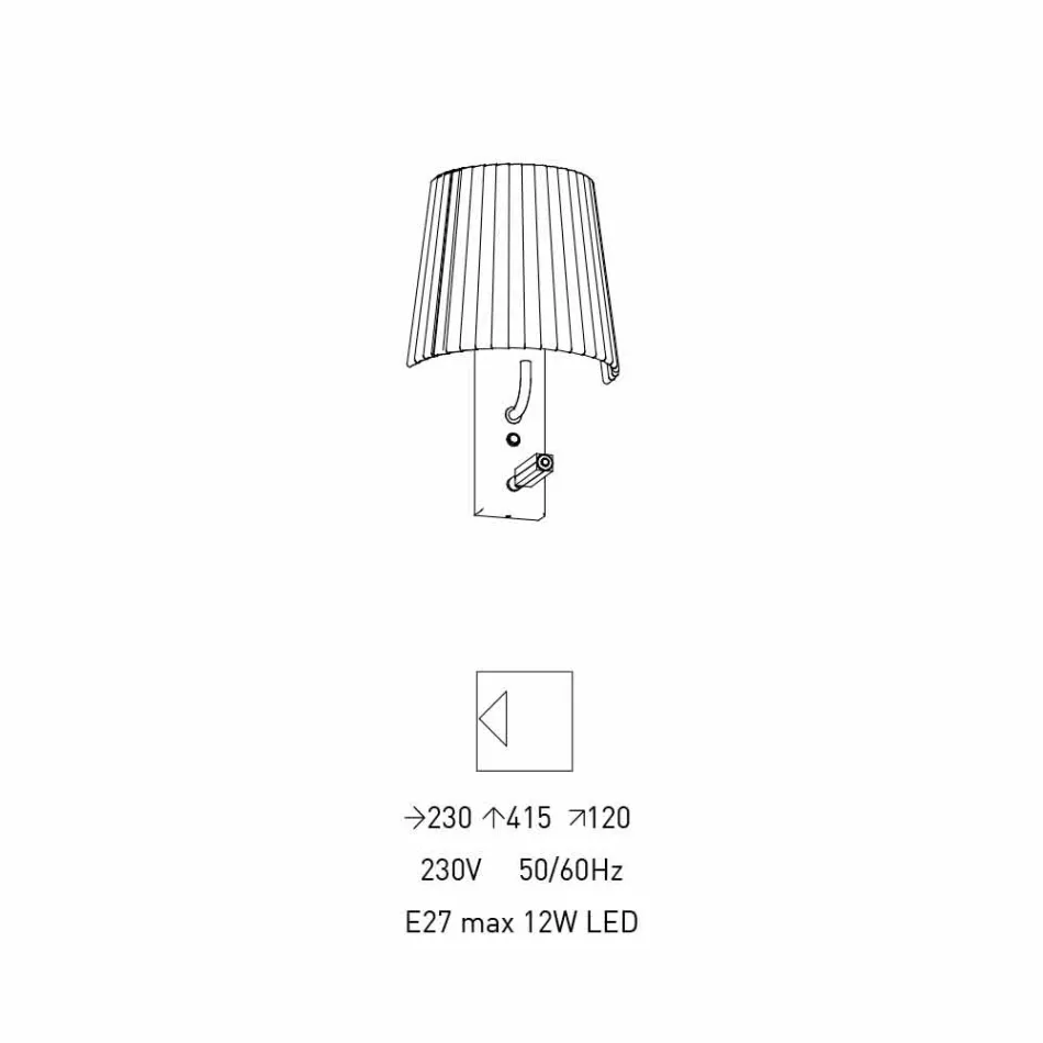 Designová nástěnná lampa se strukturou z černého kovu a organzy vyrobené v Itálii - výložník Viadurini