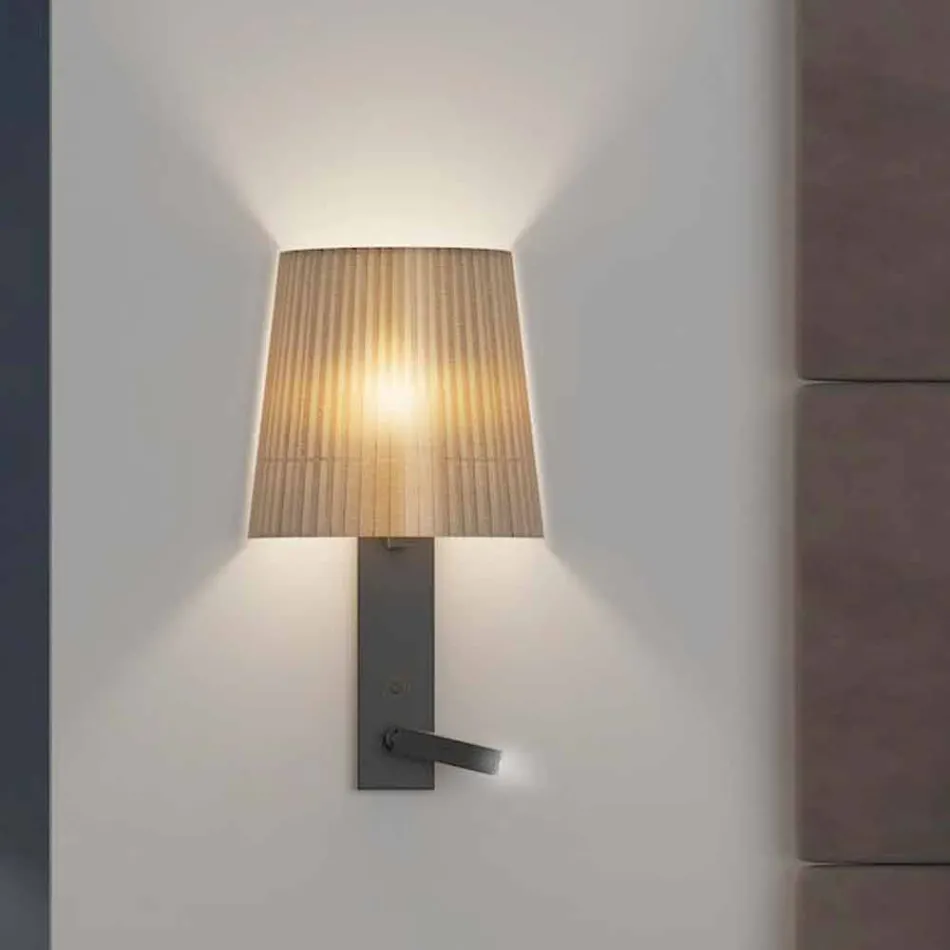 Designová nástěnná lampa se strukturou z černého kovu a organzy vyrobené v Itálii - výložník Viadurini