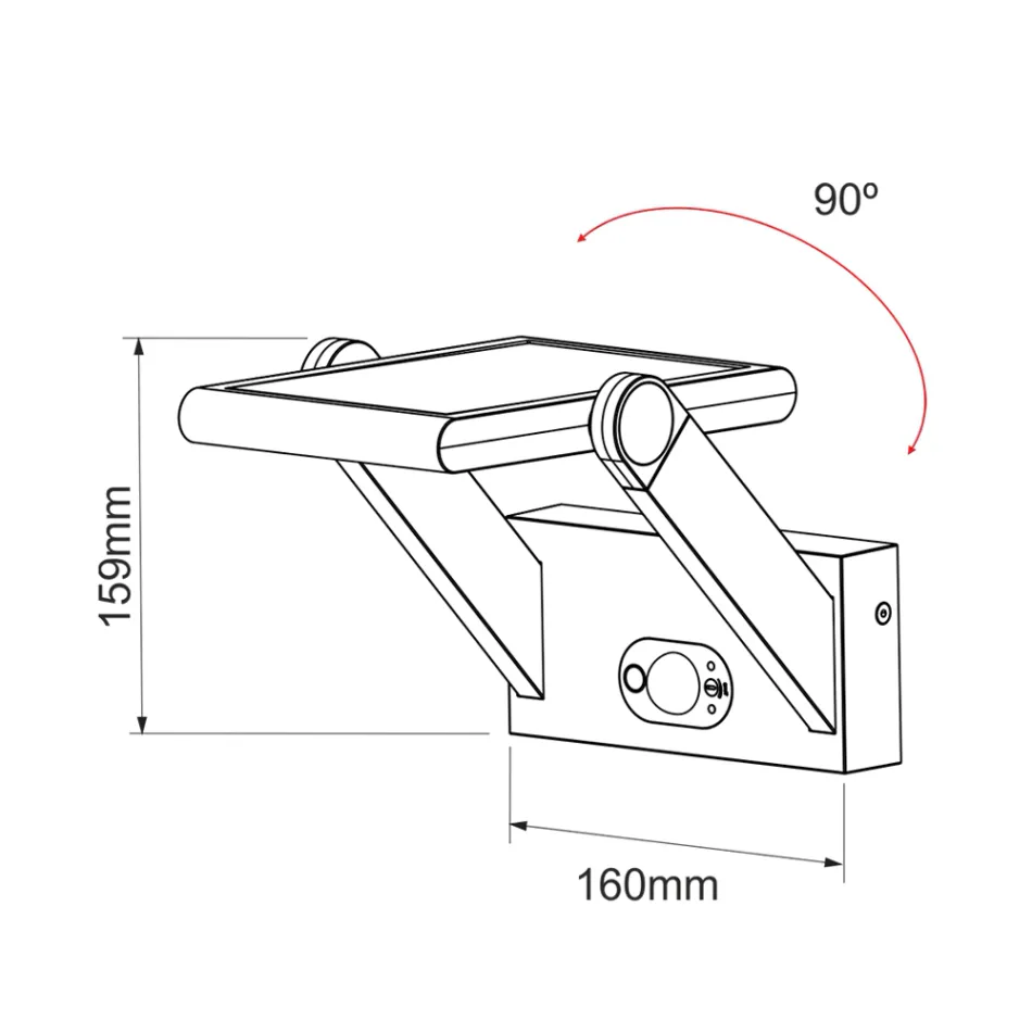 Nástěnná lampa Solární LED bodové světlo v bílém nebo černém hliníku se senzorem - Hugo Viadurini