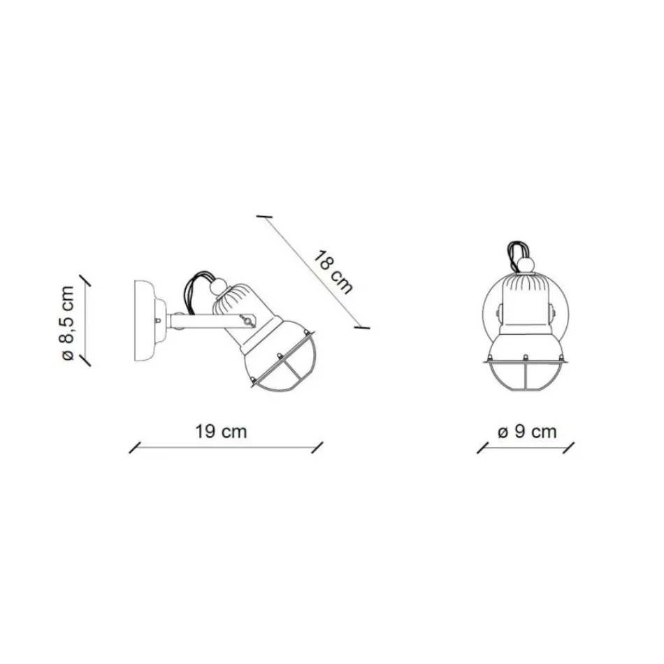 Nášivka Spotlight Průmyslový styl Ručně vyrobený ze železa a keramiky - Loft Viadurini