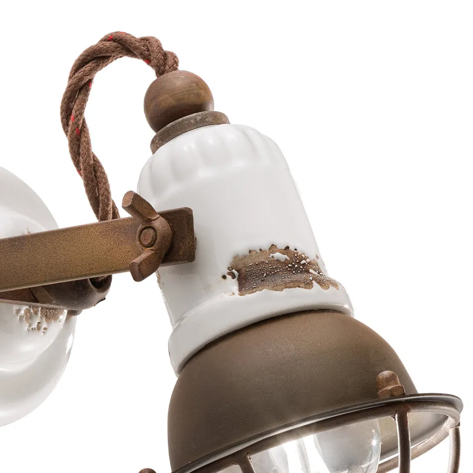 Nášivka Spotlight Průmyslový styl Ručně vyrobený ze železa a keramiky - Loft Viadurini