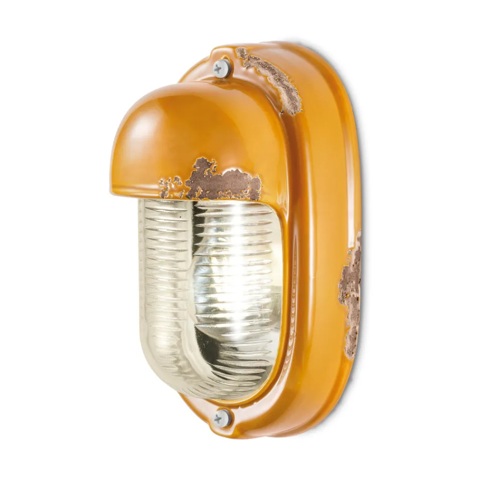 Nástěnná lampa Ručně vyráběná keramika a vertikální průmyslová žehlička - Vintage Viadurini