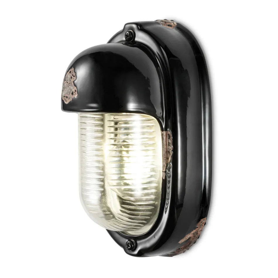 Nástěnná lampa Ručně vyráběná keramika a vertikální průmyslová žehlička - Vintage Viadurini