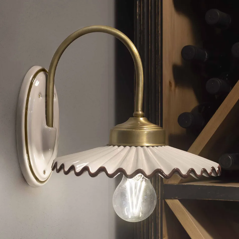 Skládaná lesklá keramická nášivka a ručně malovaný okraj - Laquila Viadurini