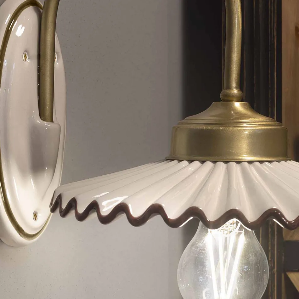 Skládaná lesklá keramická nášivka a ručně malovaný okraj - Laquila Viadurini