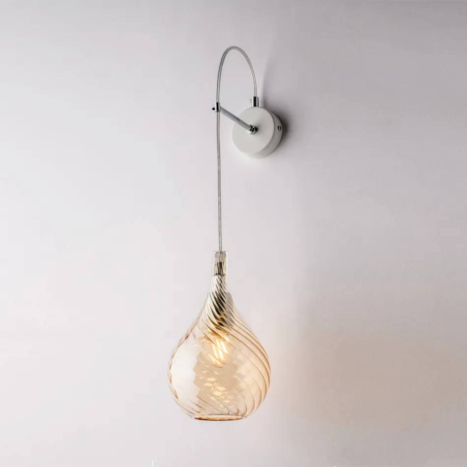 Železná nástěnná lampa s pyrexovým sklem vyrobená v Itálii pro interiérovou dekoraci - Amazonia Viadurini