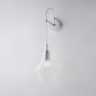 Železná nástěnná lampa s pyrexovým sklem vyrobená v Itálii pro interiérové dekorace - Olimpo Viadurini