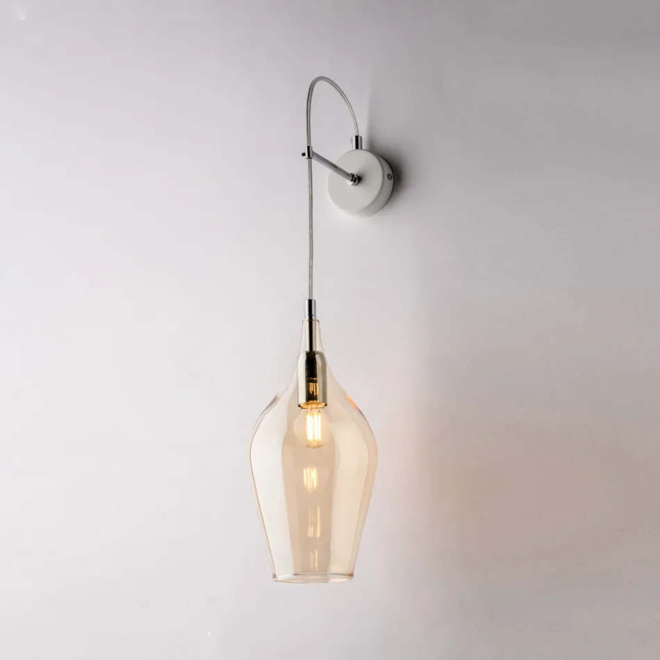 Železná nástěnná lampa s pyrexovým sklem vyrobená v Itálii pro interiérové dekorace - Sparta Viadurini