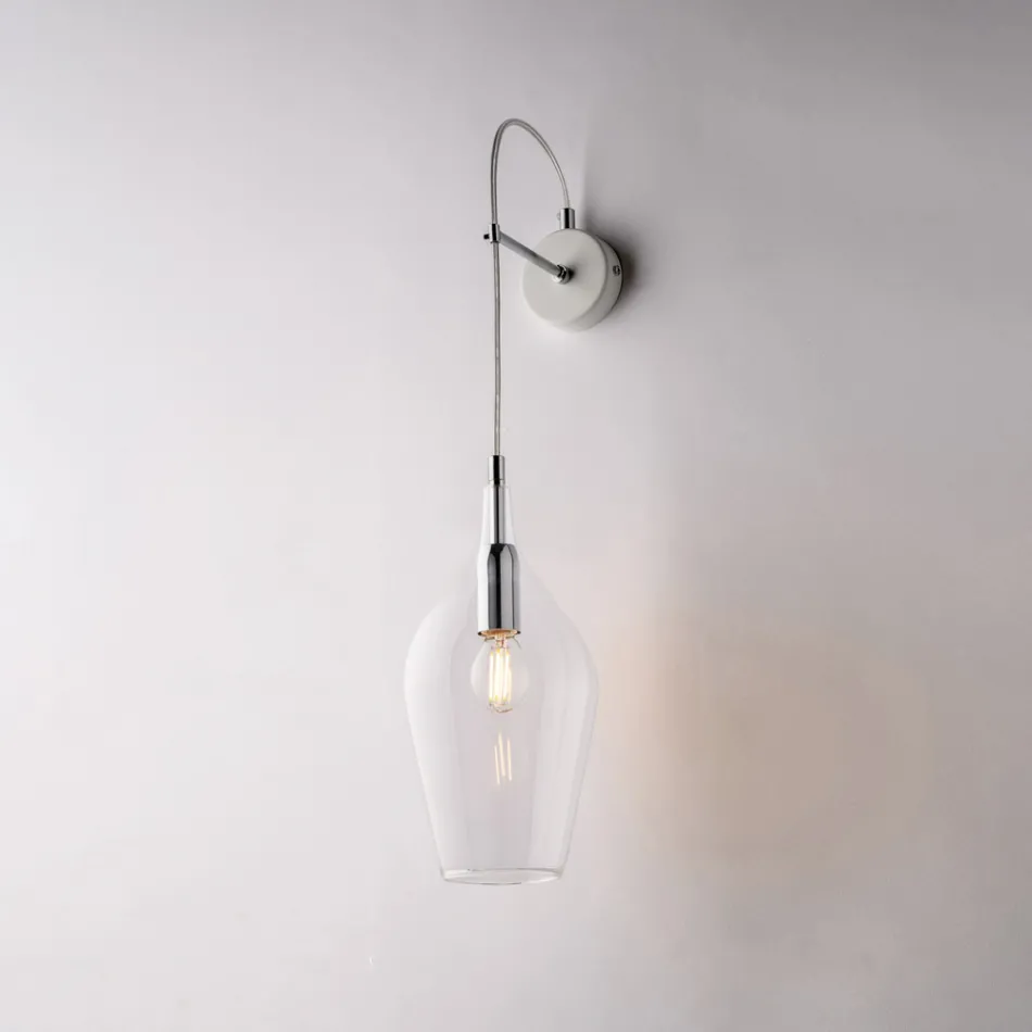 Železná nástěnná lampa s pyrexovým sklem vyrobená v Itálii pro interiérové dekorace - Sparta Viadurini