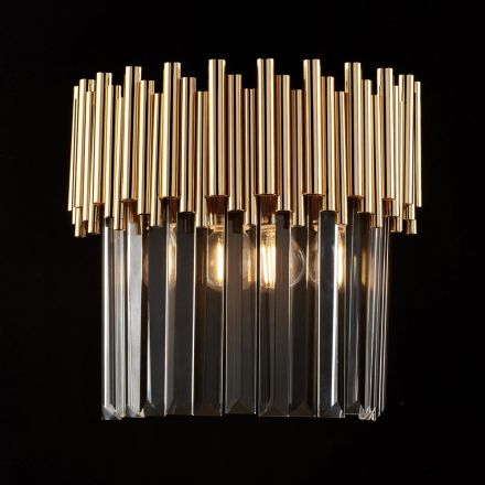 Zlacená železná nástěnná lampa s kamínky vyrobená v Itálii pro interiérové dekorace - Paříž Viadurini