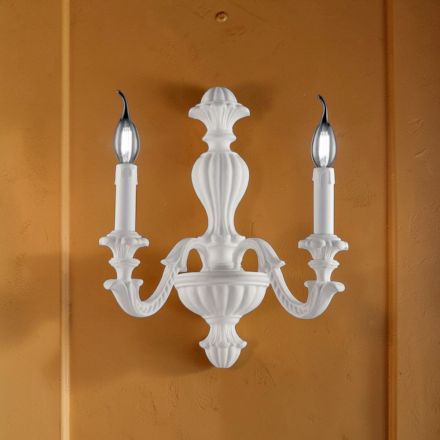 Dřevěná nástěnná lampa s 1 nebo 2 světly, vyrobená v Itálii - Milán Viadurini