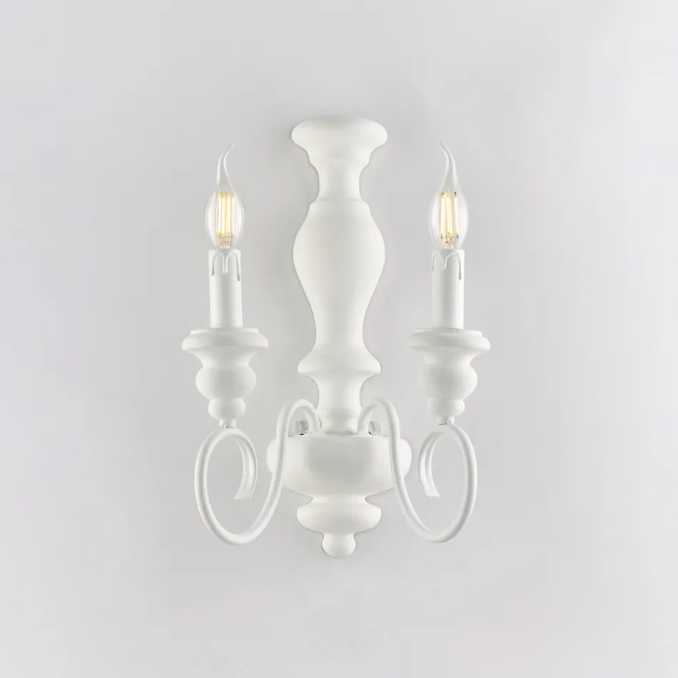 Nástěnná svítidla ze dřeva a lakovaného železa vyrobená v Itálii pro interiérové dekorace - Toskánsko Viadurini