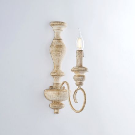 Nástěnná svítidla ze dřeva a lakovaného železa vyrobená v Itálii pro interiérové dekorace - Toskánsko Viadurini