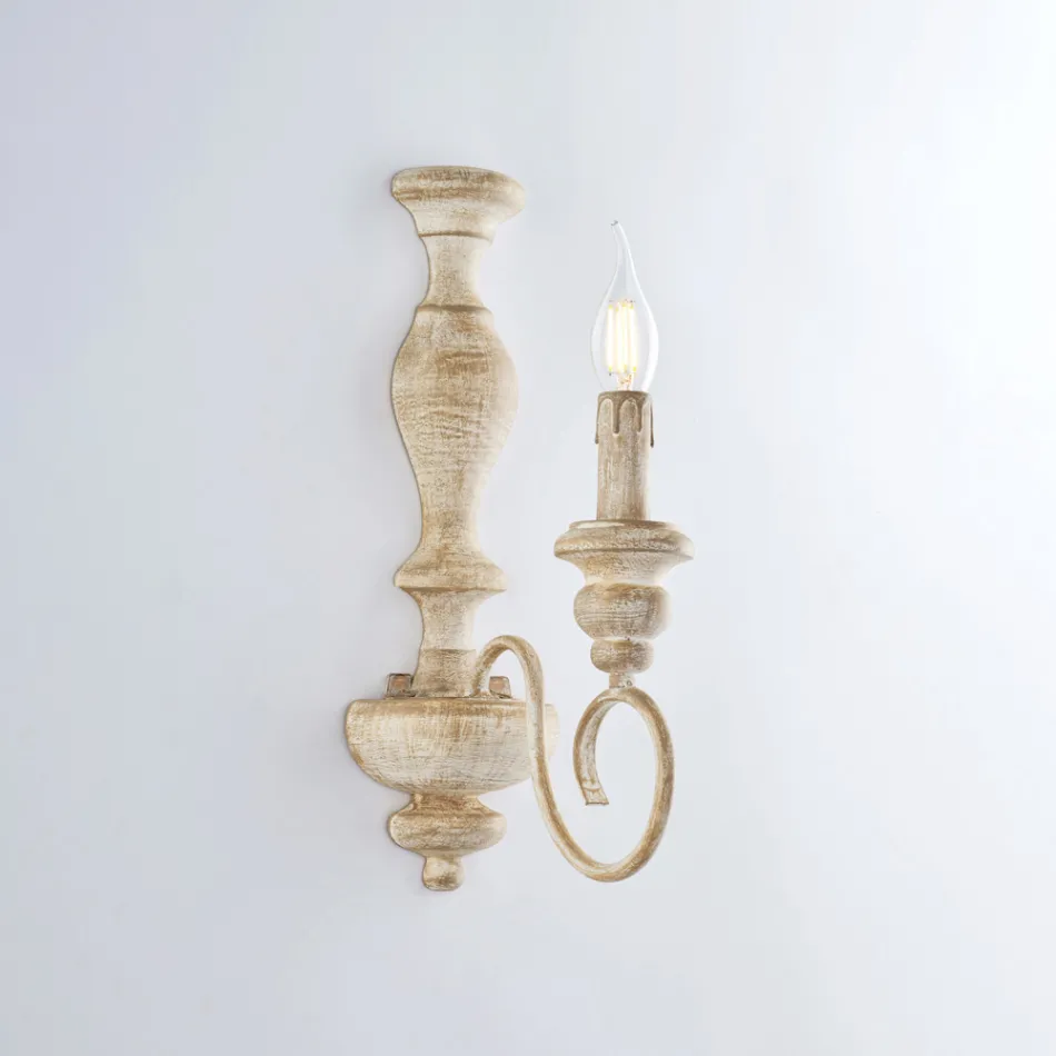 Nástěnná svítidla ze dřeva a lakovaného železa vyrobená v Itálii pro interiérové dekorace - Toskánsko Viadurini