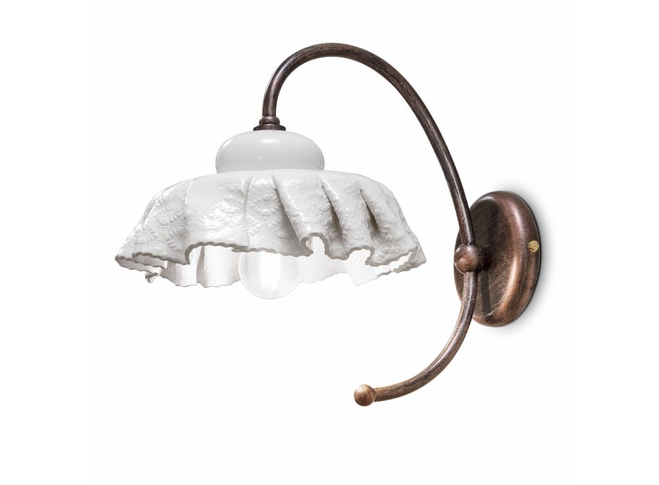 Ručně vyráběná kovová a keramická nástěnná lampa s látkovým efektem - Modena Viadurini