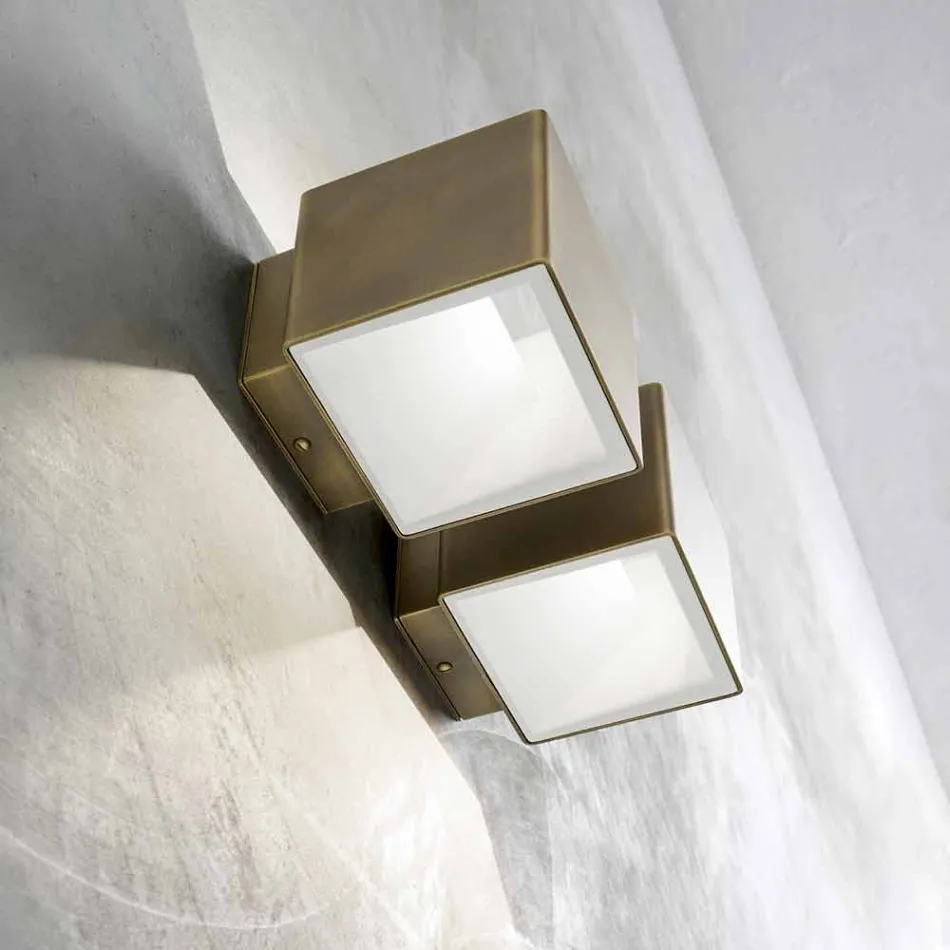 Nástěnná lampa z mosazi a sádry Vyrobeno v Itálii - Cubetto Aldo Bernardi Viadurini