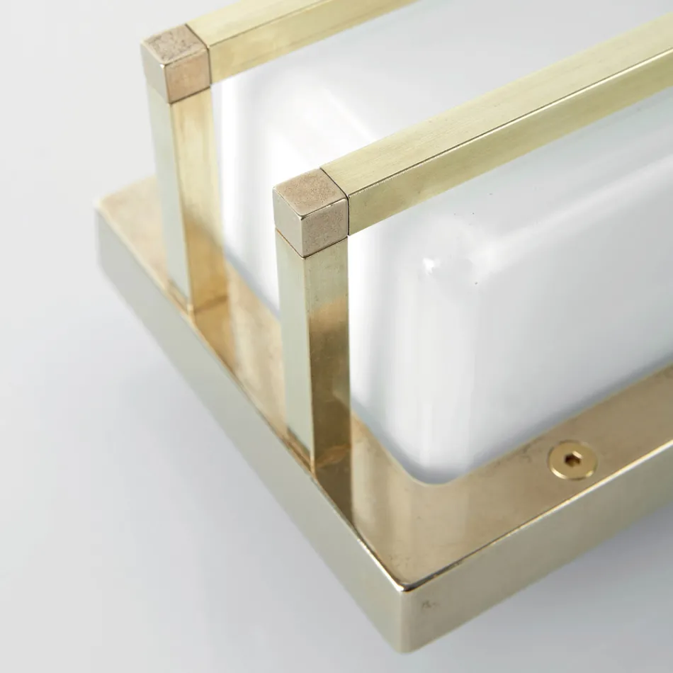 Nástěnná lampa z vintage mosazi, objímka E27 a atmosférické světlo vyrobené v Itálii - křišťál Viadurini