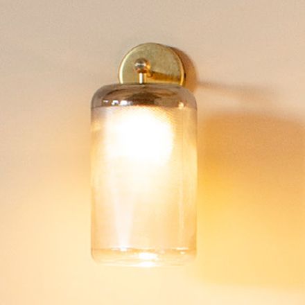 Nástěnná LED lampa z leštěné mosazi a šedého skla Made in Italy - Zelo Viadurini