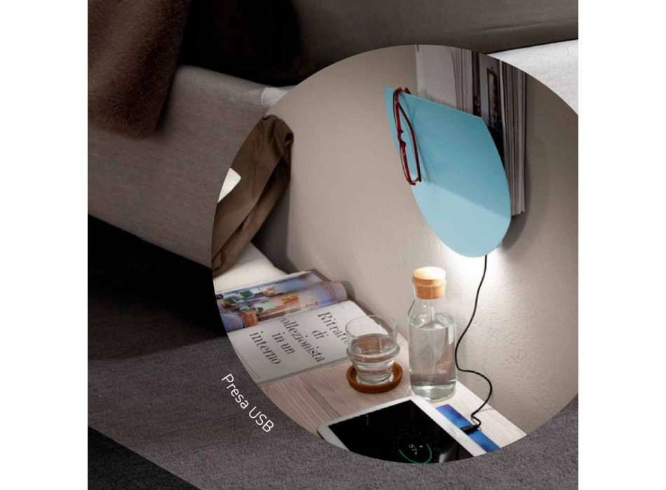 Moderní nástěnná lampa s přihrádkou na časopisy, USB a LED světlem vyrobená v Itálii - Foster Viadurini