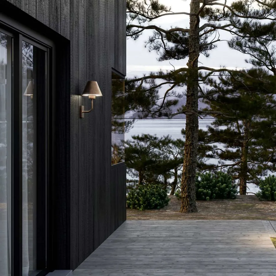 Venkovní nástěnné svítidlo z mosazi a mědi Made in Italy - Meč Viadurini