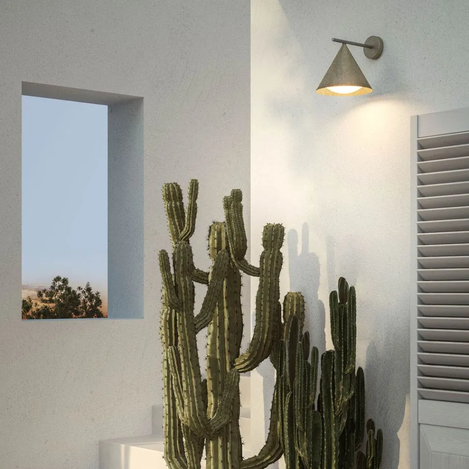 Venkovní nástěnné svítidlo z mosazi a skla Made in Italy - Rain Viadurini