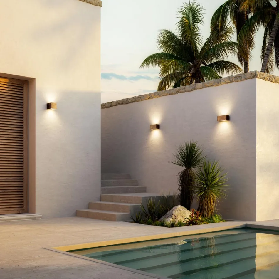 Obdélníkové nástěnné svítidlo z mědi a LED Made in Italy – příklad Viadurini