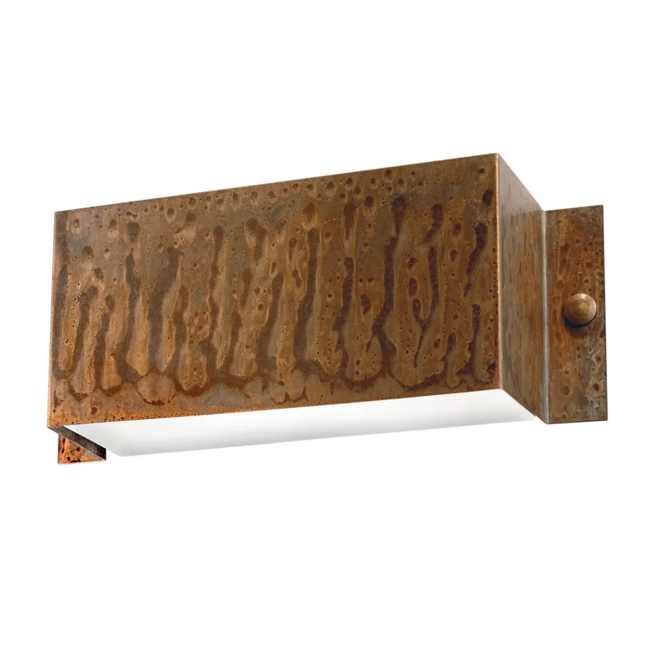 Obdélníkové nástěnné svítidlo z mědi a LED Made in Italy – příklad Viadurini