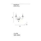 Nástěnné svítidlo 2 svítidla z italského uměleckého skla a křišťálu - Mariangela Viadurini