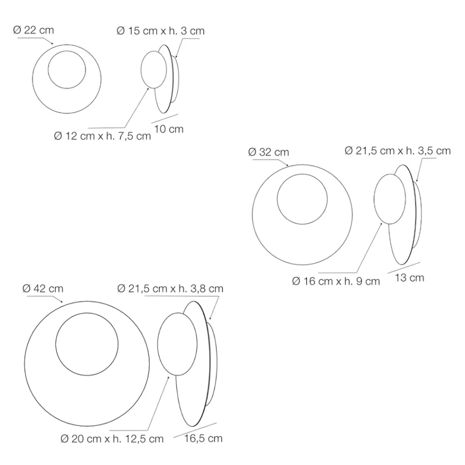 Nástěnné nebo stropní svítidlo z hliníku, kovu a bílého skla - Luma Viadurini