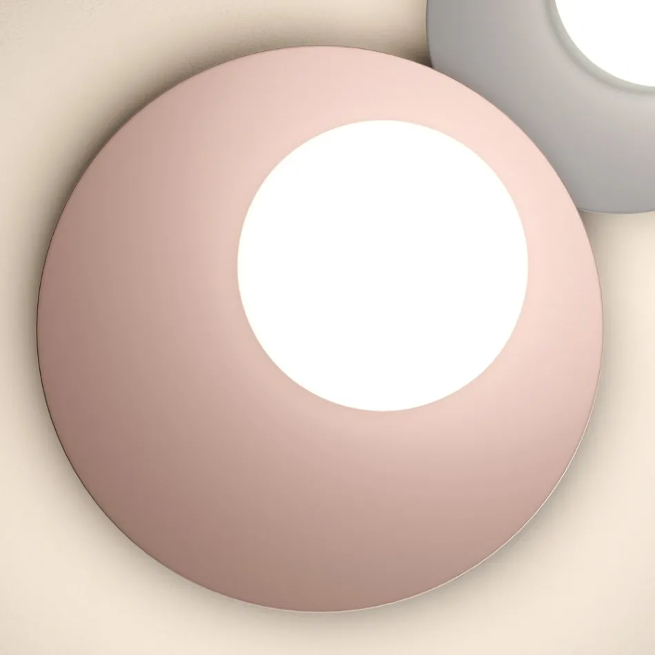 Nástěnné nebo stropní svítidlo z hliníku, kovu a bílého skla - Luma Viadurini