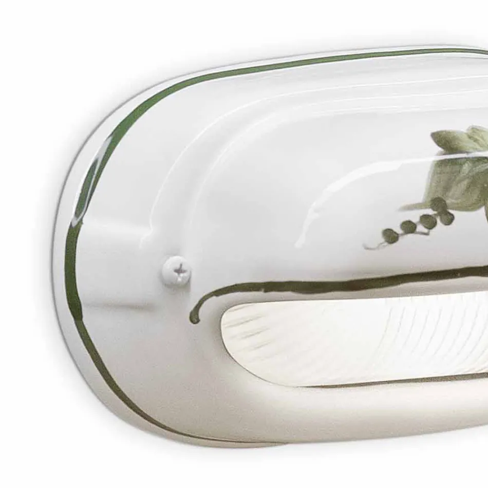 Horizontální venkovní nástěnná lampa z keramických ručně malovaných květin - Brindisi Viadurini