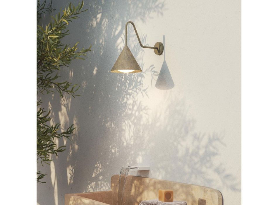 Venkovní nástěnná lampa ze skla a mosazi Made in Italy - Rain Viadurini